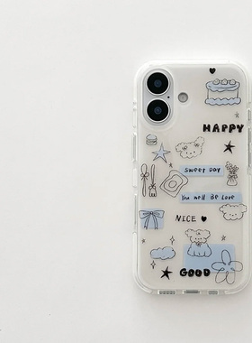 可爱简笔卷毛小狗适用苹果iPhone16/17Promax手机壳华为Mate60pura70NOVA13荣耀300小米15OPPO大孔白色VIVO套