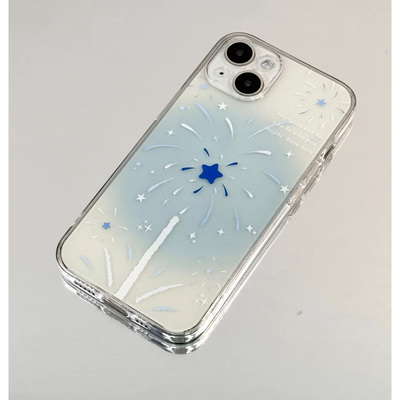 日韩蓝色星星烟花适用适用iphone16promax苹果14/13/12/11手机壳华为mate70透明oppovivo荣耀小米15红米k80套