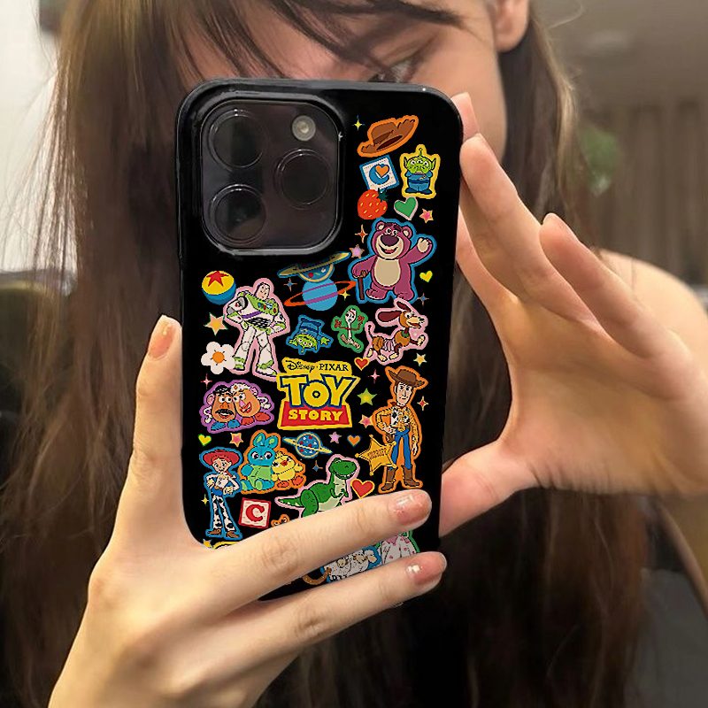 涂鸦标签适用iPhone16pro巴斯光年手机壳苹果15promax可爱华为mate60pro卡通13小米14荣耀200vivoppo黑色软套