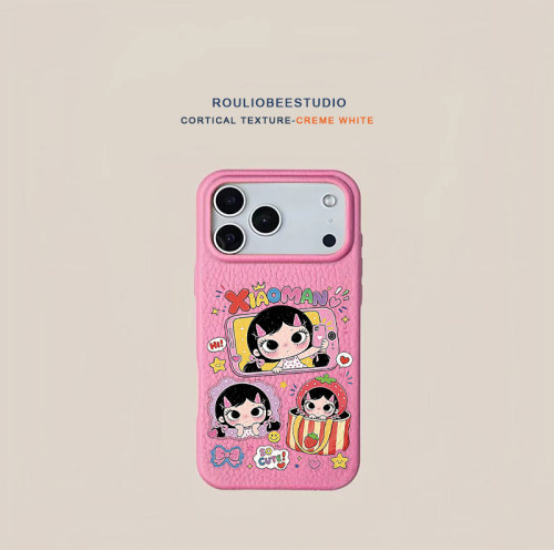 手机小满卡通适用iPhone18PROMAX手机壳16苹果17pro华为mate90vivoS60多色小米17Pura80高颜值皮纹Findx9K100