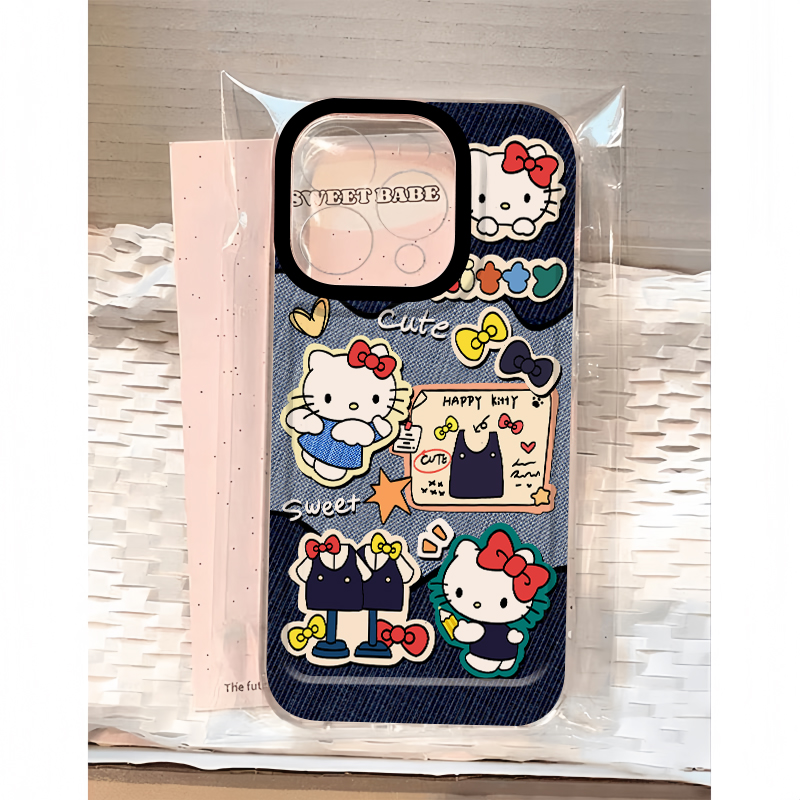 可爱卡通复古牛仔kt猫适用iphone15promax手机壳苹果13/14/1211保护套xr华为p70vivox100小米防摔oppo红米k60