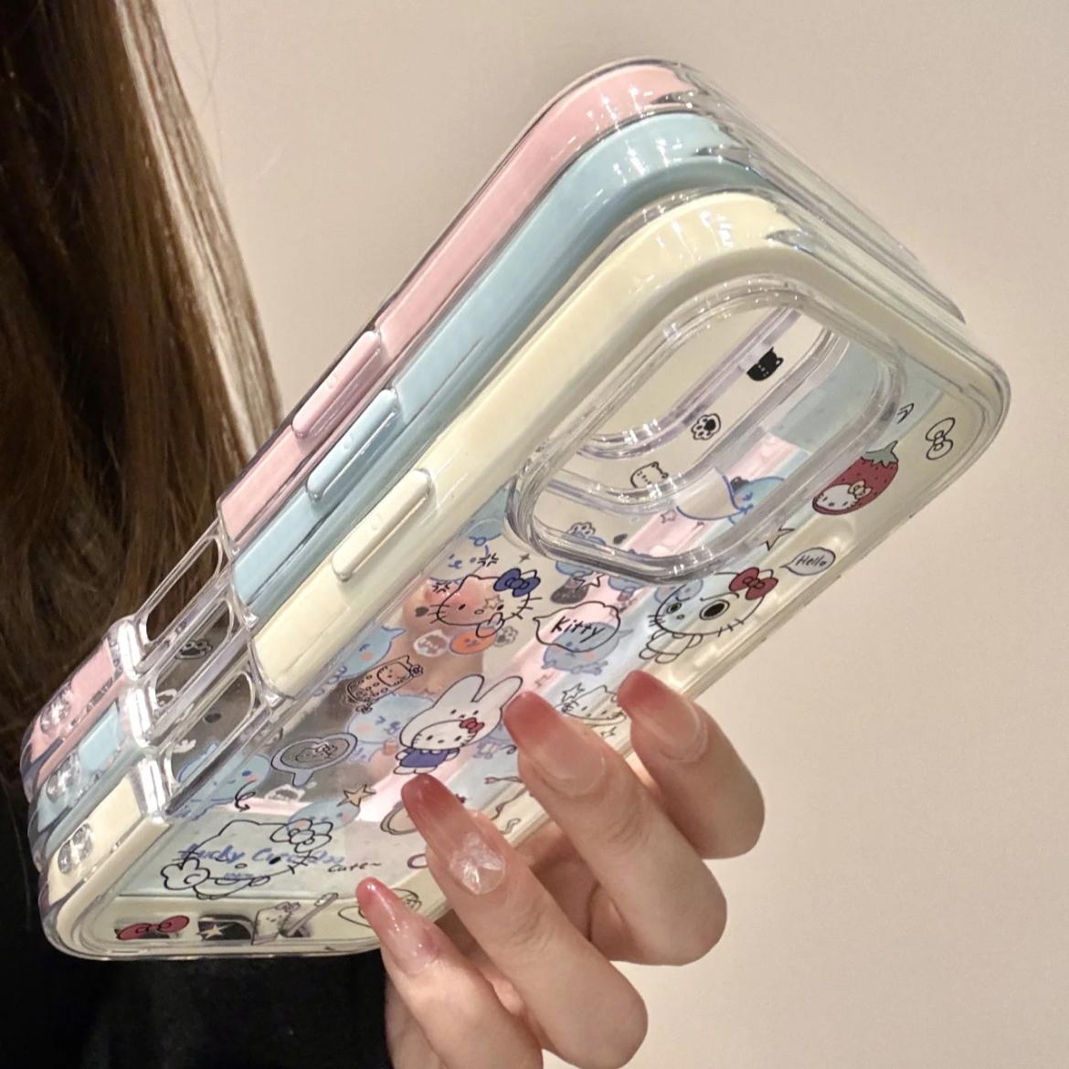 日韩可爱hellokitty小猫酷儿适用苹果iphone16promax手机壳15promax二合一14pro全包防摔13高级感16pro保护套