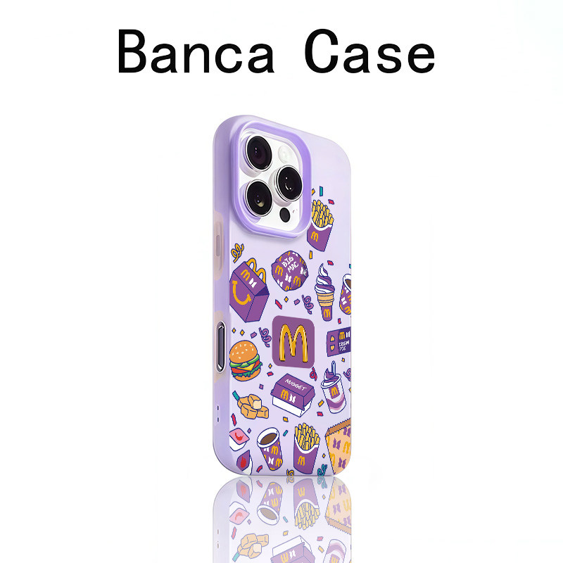 紫色M记套餐适用于苹果17promax肤感果冻二合一16/15/14plus可爱11卡通iPhone16pro手机壳15/14/13/12保护套