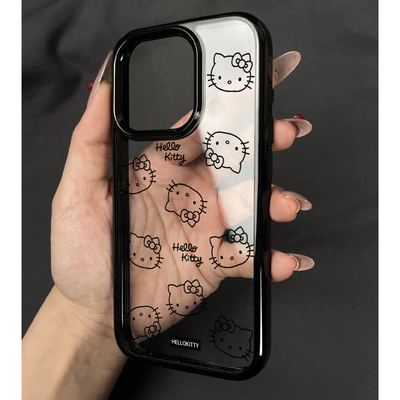 ins风甜酷黑色可爱KT头像适用于苹果16promax手机壳iPhone15promax卡通14pro超好看15防摔14plus保护13套12女