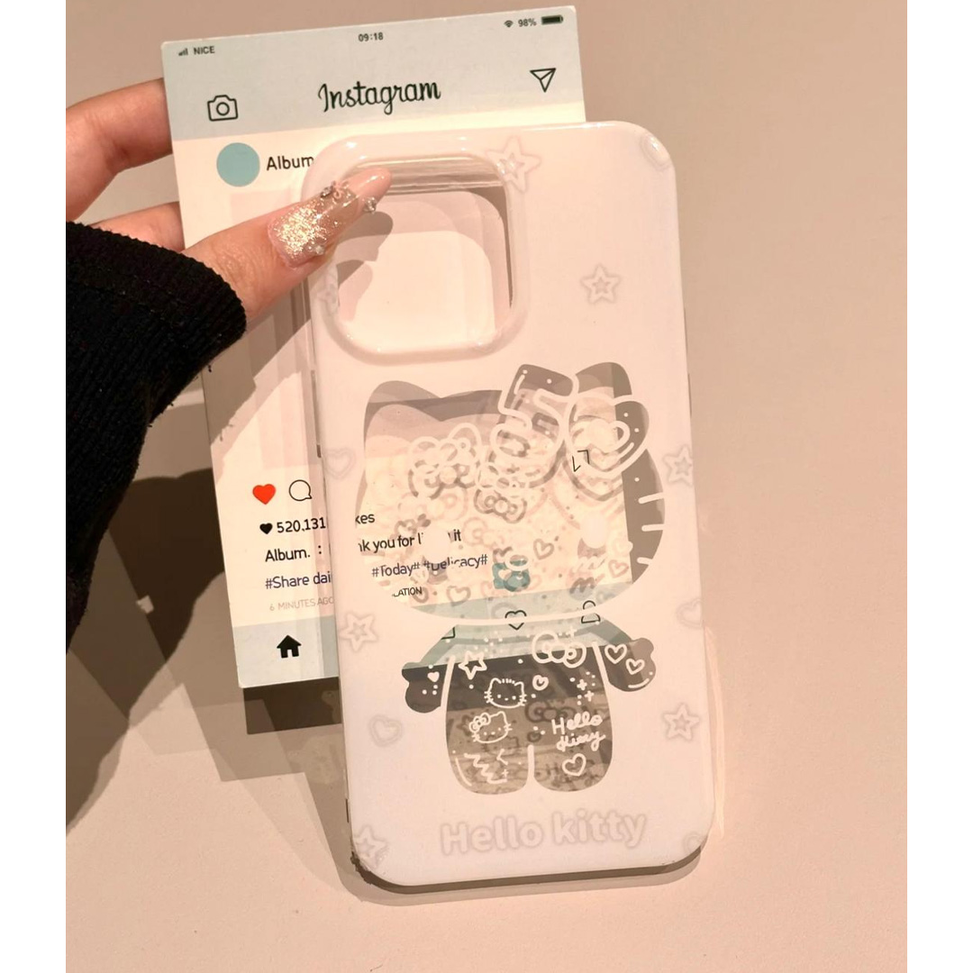 镂空站立KT猫适用苹果16promax凯蒂猫手机壳16新款iphone15pro可爱14pm日韩13防摔15小众12少女Pro全包保护套