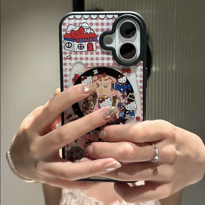 玩耍KT猫适用iphone15pro新款17promax苹果16promax手机壳肤感13磁吸透明14pro防摔15无线充电保护套12亚克力