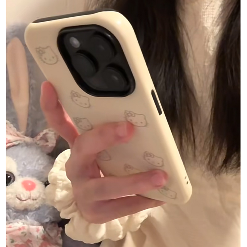 ins风奶黄凯蒂猫适用苹果16手机壳iphone15max小米14菲林二合一华为mate60k7080reno12nova13荣耀100vivox200