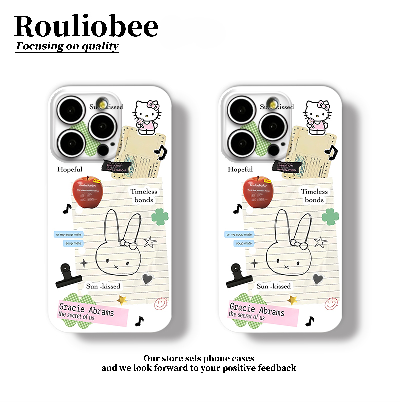 米菲兔KT猫标签适用苹果16promax手机壳15/14华为mate70pro可爱VIVOS30/20菲林硬壳OPPORENO14/13荣耀400/300