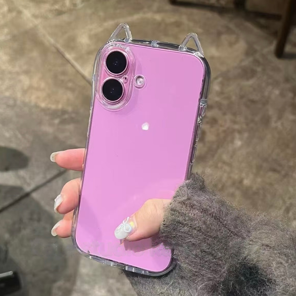 适用苹果16pro新款手机壳iPhone15可爱13气囊小蛮腰14promax透明耳朵12硅胶xsmax防摔xr潮7plus网红11软壳ins