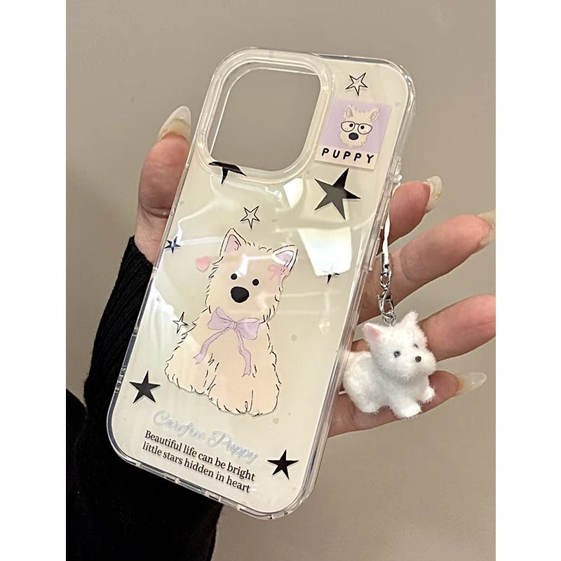 星星西高地适用苹果16promax手机壳iPhone15带手链opporeno14可爱IQOO13华为mate70小米12红米K80荣耀magic7