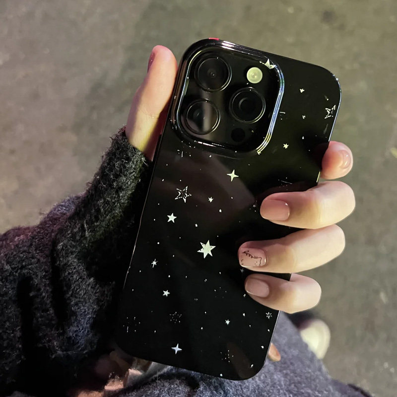 ins风五角星星空适用于iPhone15Promax硅胶软壳苹果14promax手机壳13高级感12防摔11简约16promax保护壳