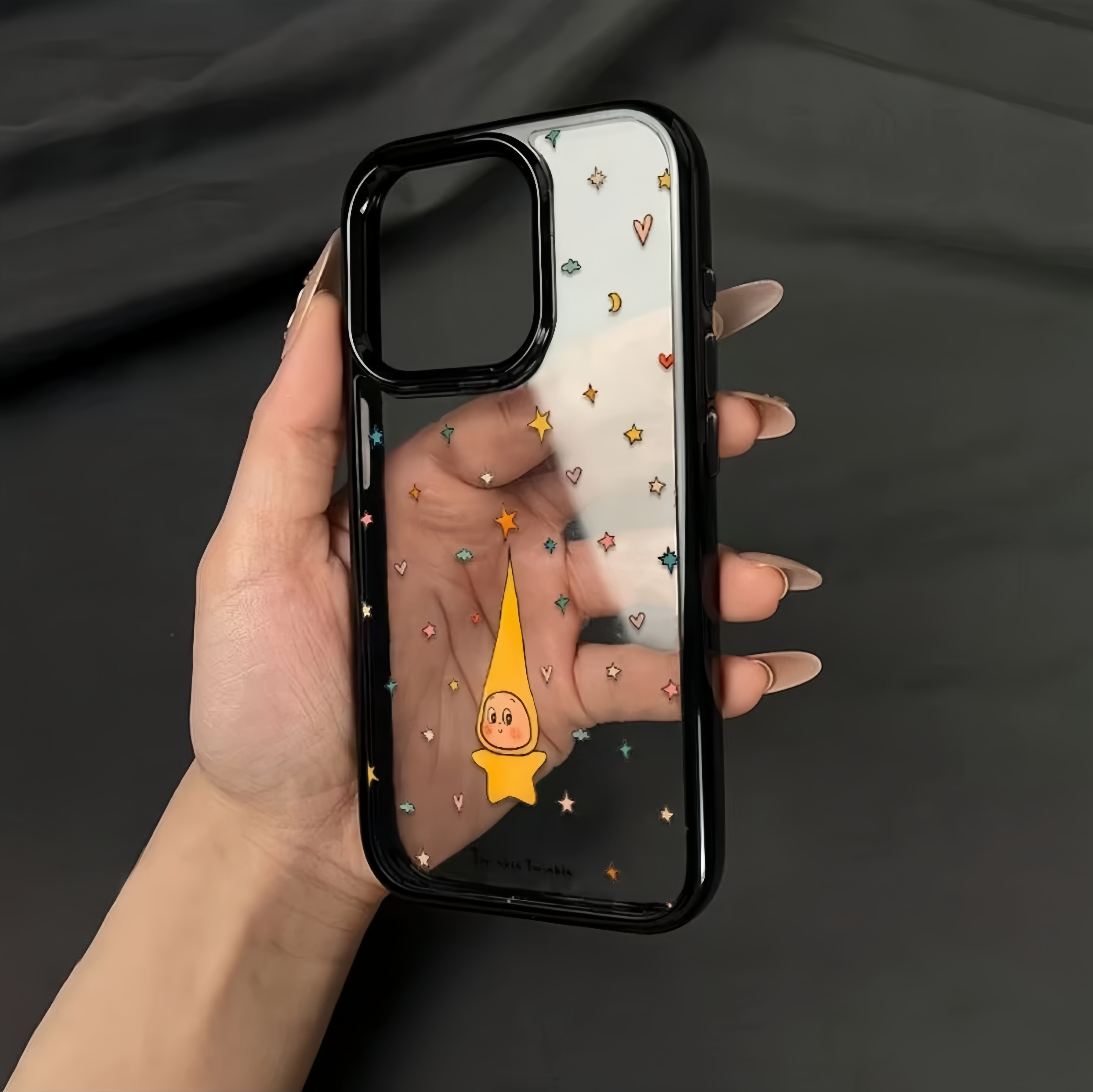 许愿星人适用于苹果17promax手机壳15plus亚克力16promax新款14pro黑边ins风男女款13小众创意12防摔11保护套