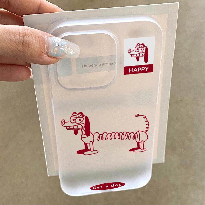 趣味搞怪弹簧狗适用15promax女新款iPhone16promax手机壳14promax个性创意11小众12高级感13pm磨砂全包防摔套