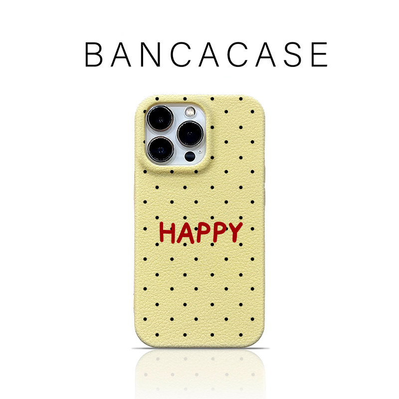 简约happy英文适用iPhone17PROMAX手机壳苹果16pm华为mate70nova14小米17P80reno15皮纹Findx9红米K90荣耀300
