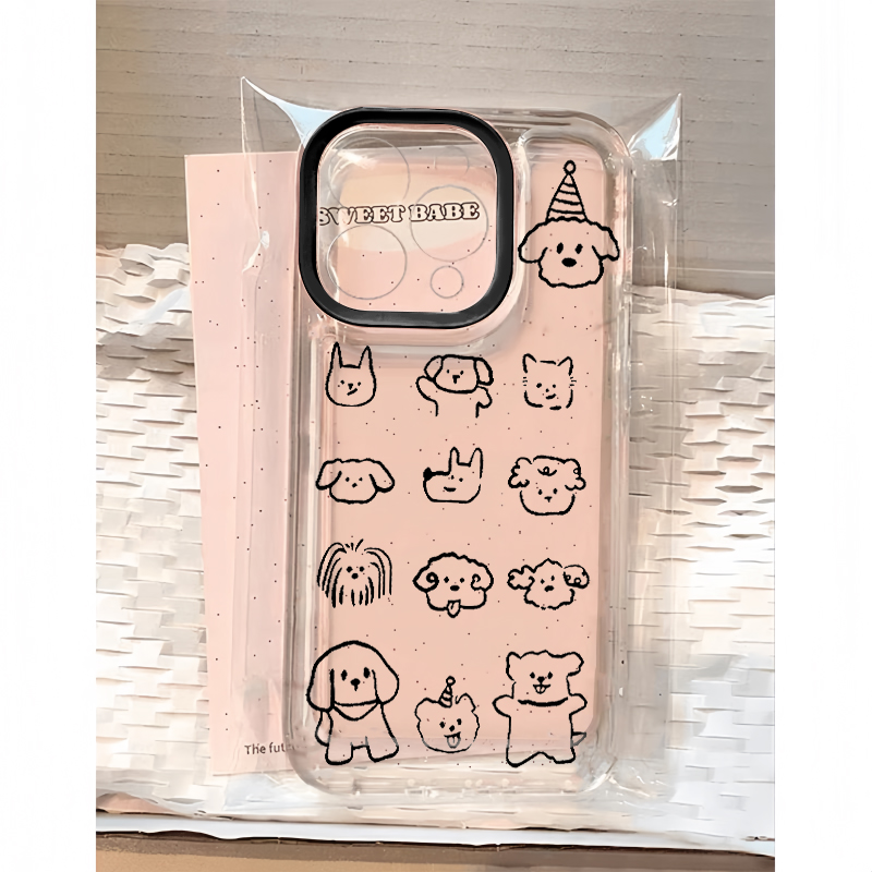 ins狗狗头像适用苹果16promax手机壳iPhone15pro新款华为mate70红米note13全包防摔k80小米14vivos20oppo软套