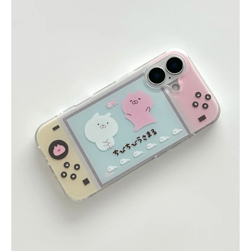 卡通可爱自嘲熊游戏机适用苹果15手机壳iPhone16promax新款16软壳15pro防摔14女13全包12趣味保护套11手机套