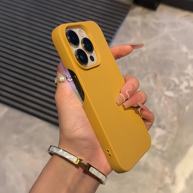 姜黄色新款苹果17promax手机壳半包硅胶适用iPhone16pro纯色情侣款15百搭男女13无边框保护套14plus个性ins潮