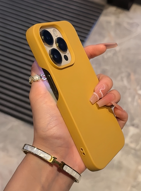 姜黄色新款苹果17promax手机壳半包硅胶适用iPhone16pro纯色情侣款15百搭男女13无边框保护套14plus个性ins潮