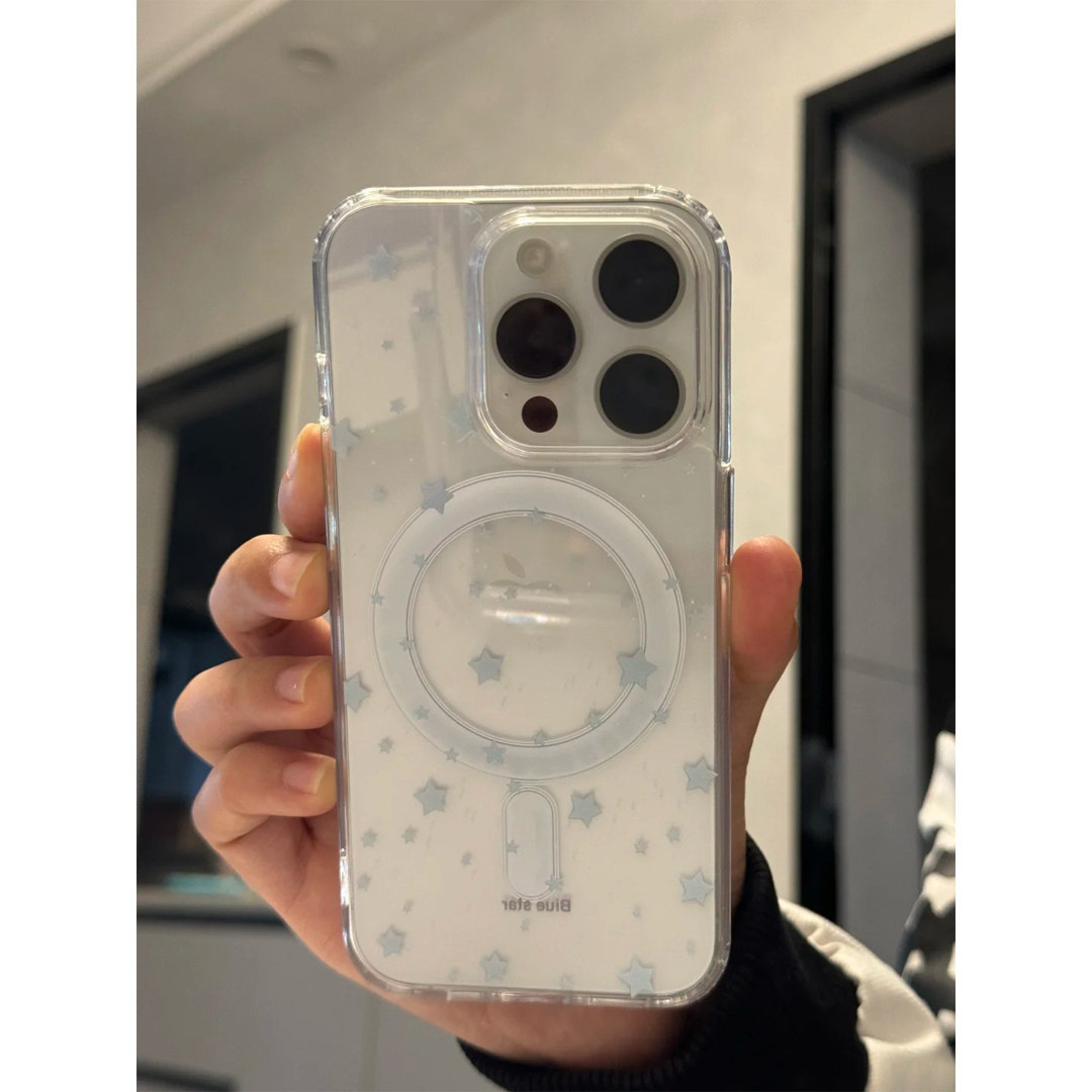 韩系ins蓝色星星适用苹果iPhone17promax手机壳16pro保护套15plus透明14软边13卡通xsmax防摔高透磁吸亚克力