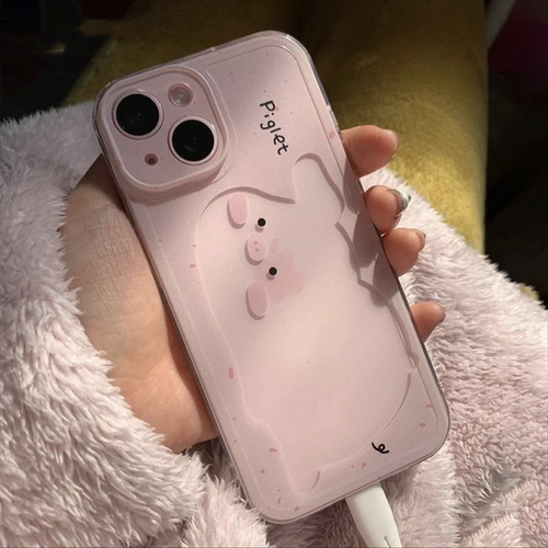 可爱ins粉粉猪适用iphone16promax手机壳苹果13卡通14pro华为pura70vivox200小米15防摔oppo一加软套红米k80