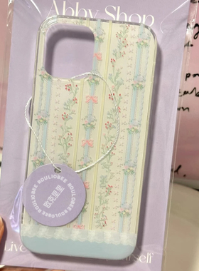 日韩温柔蓝色条纹碎花适用苹果17promax手机壳iphone16小米15荣耀400保护套华为p70ultra红米k80reno14findx8