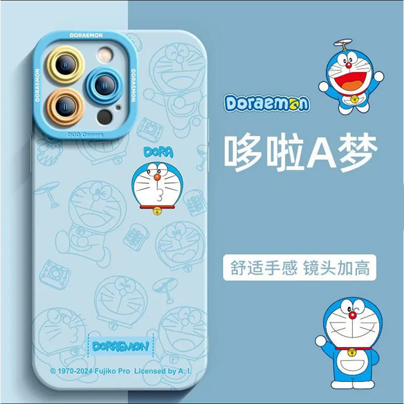 线条哆啦A梦适用苹果16pro手机壳硅胶新款15promax简约高级iPhone13保护套软壳11创意女7/8超薄散热14男plus