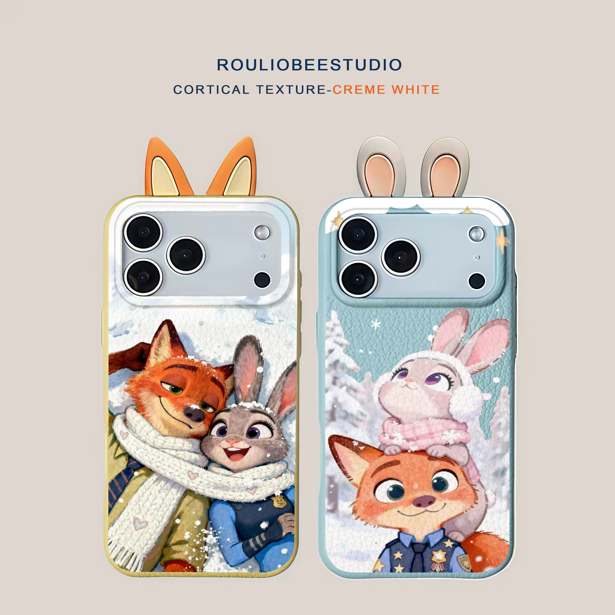 疯狂动物城动漫雪地围巾朱迪狐尼克适用苹果16iPhone15小米17Promax皮纹手机壳OPPOFindX9vivo华为P80荣耀400