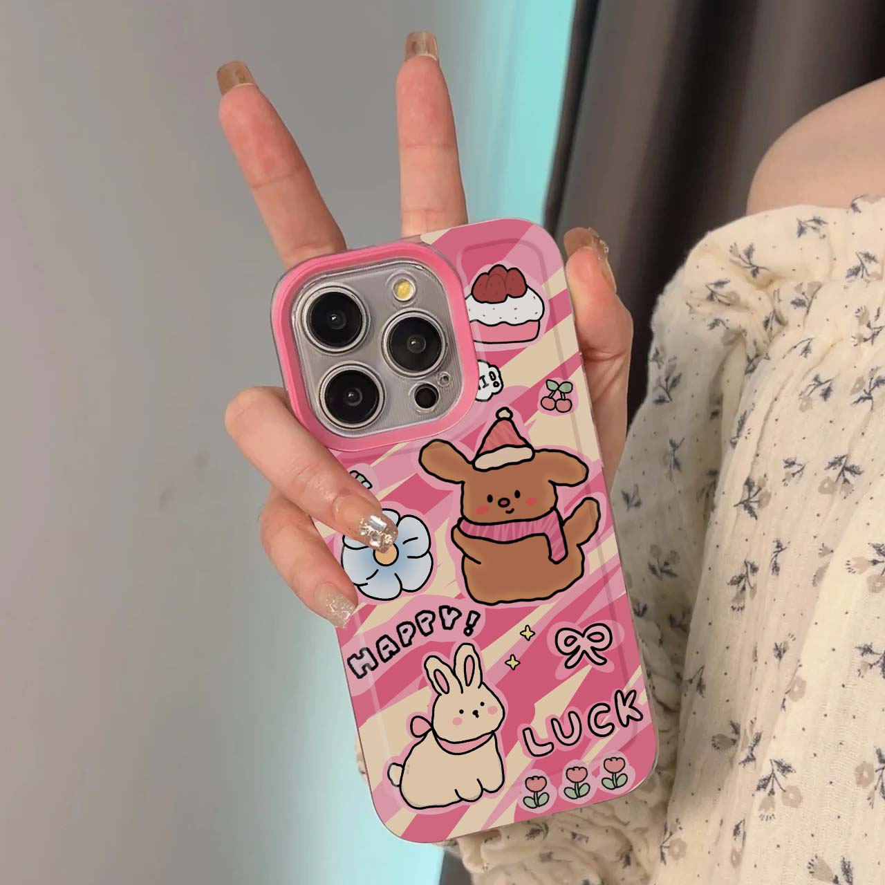 卡通可爱粉色涂鸦小狗适用苹果15/14pro手机壳华为Pura70Ultra软壳mate60iPhone13promax透明OPPO小米vivos18