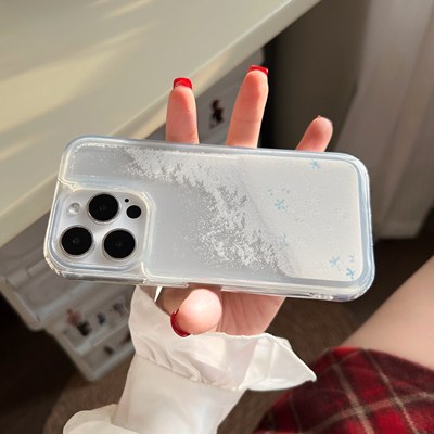 适用于苹果15promax手机壳透明14新款硅胶奢华高档iphone13个性11雪花流沙ins全包防摔12保护软套女神高级感