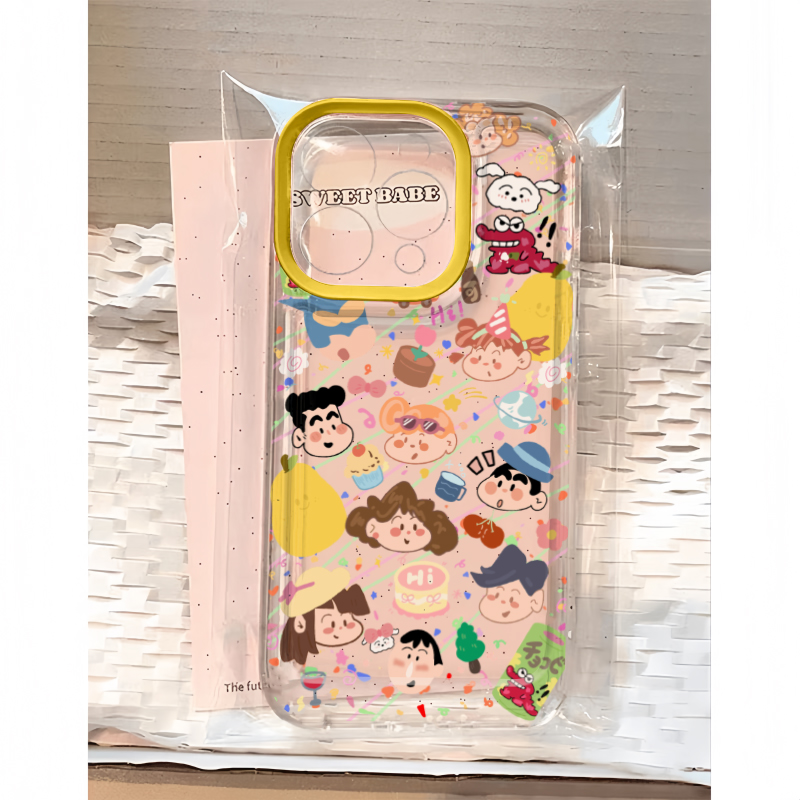 涂鸦梨子小新一家适用苹果15/14promax手机壳新款华为Pura70透明卡通mate60iPhone13pro软套OPPO小米vivox100