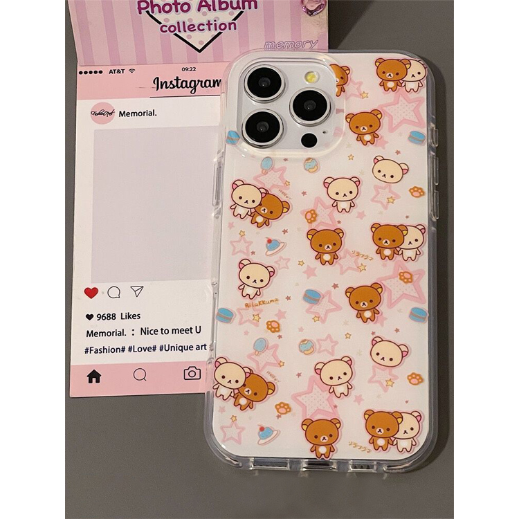 y2k粉星星轻松熊适用iphone16promax手机壳苹果15/13/14/12华为mate70大孔vivos20小米oppo红米K80iqoo荣耀90