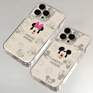 情侣米奇米妮适用iPhone16ProMax手机壳苹果14华为mate70小米15卡通Pura创意nova12红米K80荣耀300防摔reno13