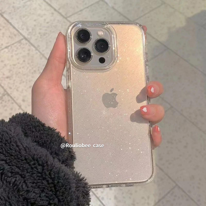 星空闪粉手机壳iphone15仙女13promax透明适用苹果16promax简约软壳X网红11高级15promax女神气质细闪保护套