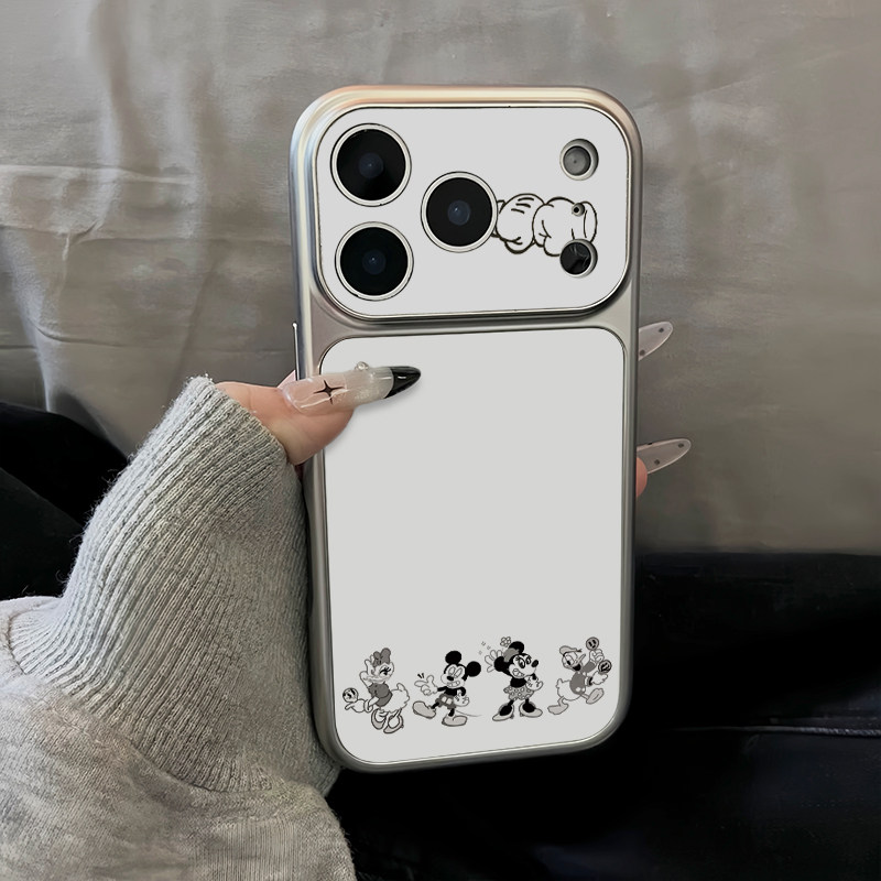 一排米奇动漫适用苹果17promax手机壳新款iPhone18小米17华为mate80pura90电镀秒变壳Y300reno15nova16保护套