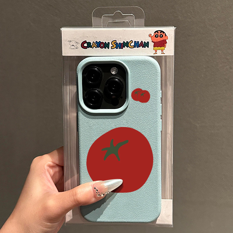 创意大西红柿适用苹果16promax手机壳15可爱卡通iphone14pro高级感13网红12超火女款11荔枝皮纹plus多色软壳