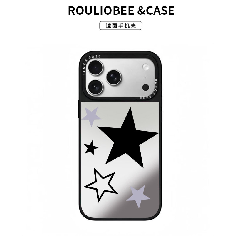 简约星星适用苹果18ProMax手机壳iPhone17pro华为mate80超好看16小米17MAX荣耀500潮牌镜面vivoS30oppoFINDX9