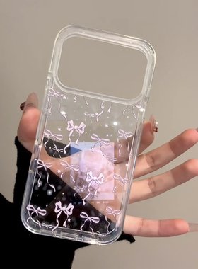 韩系粉色蝴蝶结手机壳适用苹果17promaxiPhone16卡通小米17reno15华为Pura80软套vivox300红米K90荣耀500pro