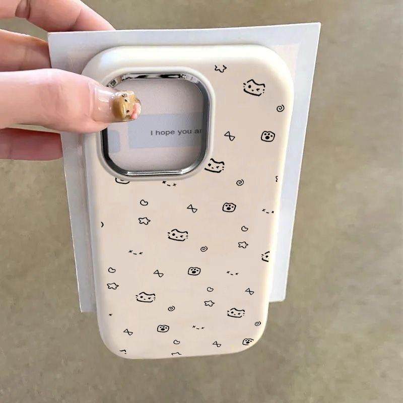 卡通猫咪蝴蝶结手机壳适用iPhone16promax苹果15/14/13金属框华为nova12软壳VIVOx100网红oppo小米保护套p70