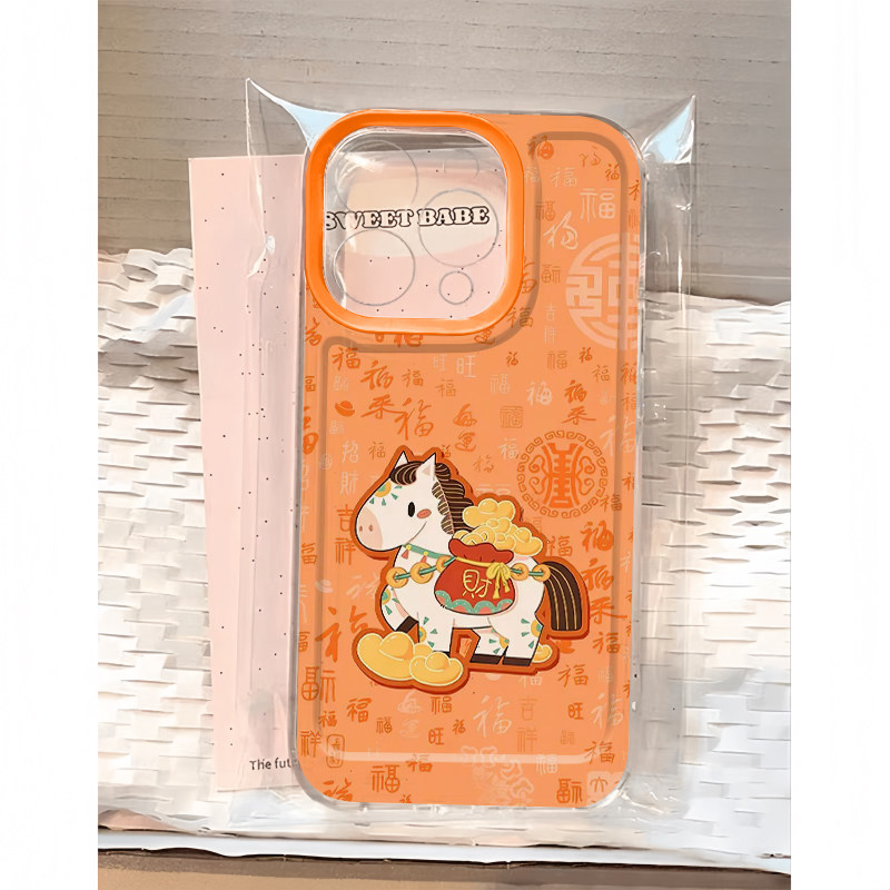 百福元宝小马适用苹果17promax手机壳iPhone16pro可爱小米17reno15华为Pura80软套vivox300红米K90荣耀500pro