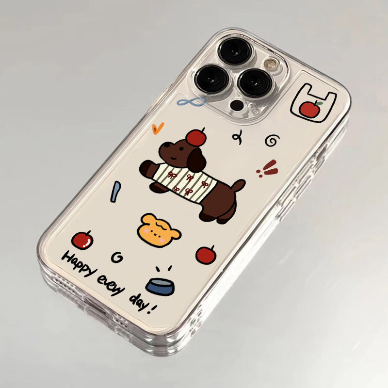 趣味苹果腊肠狗适用iphone16promax苹果15华为Pura70荣耀200vivoOPPO一加小米14手机壳13透明12全包软少女11