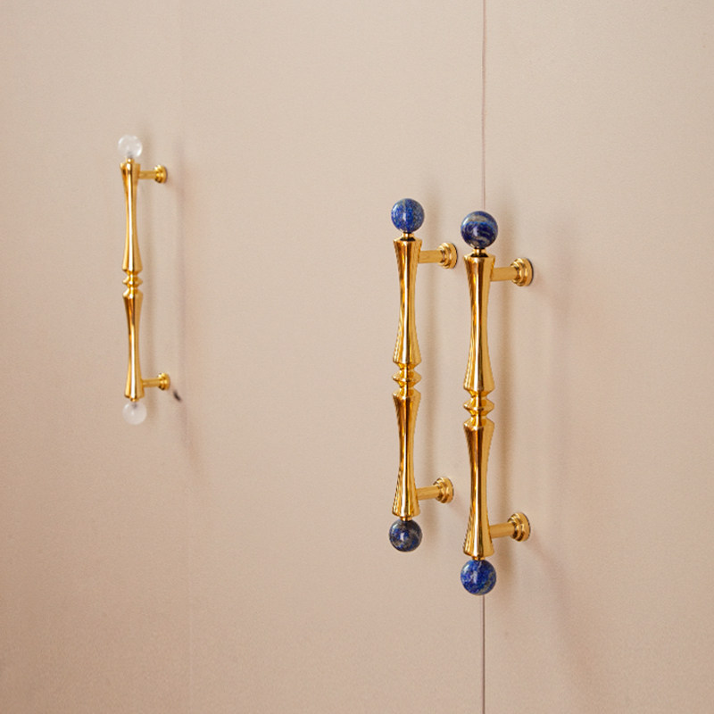 zpk法式轻奢原创天然水晶石黄铜拉手抽屉柜衣柜橱柜门长把手金色,基础建材,小拉手,淘宝优惠券,粉丝福利购,淘宝优惠卷