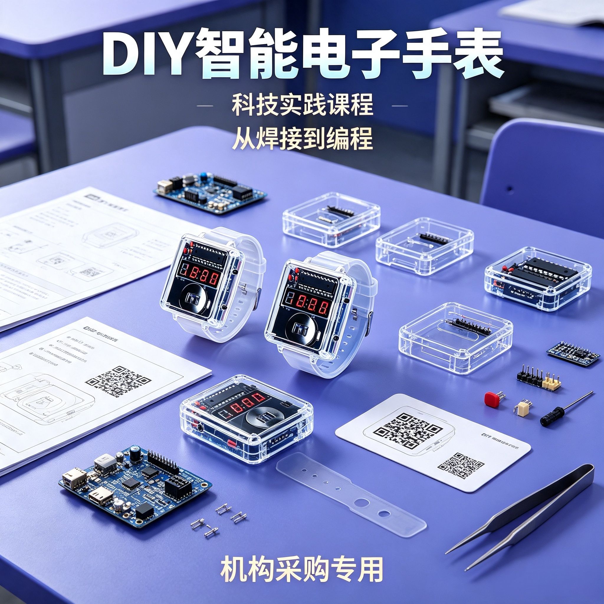 LED手表DIY散件带电池视频教程