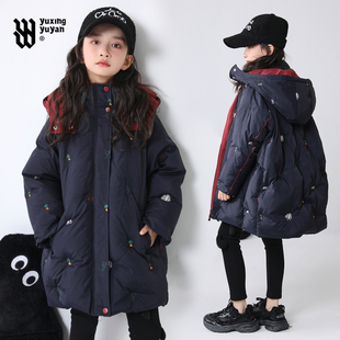 女童长款羽绒服冬季2025新款初中生洋气超好看加厚保暖冬装外套潮