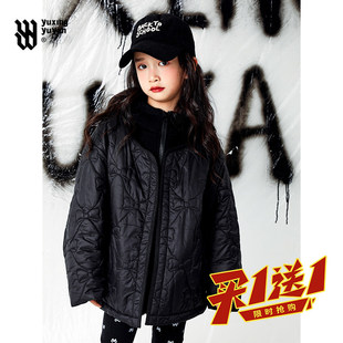 中大童洋气时髦保暖加厚冬装 上衣 新款 女童连帽夹棉外套2026秋冬季