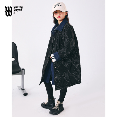 初中生外套中长款女童夹棉2025冬新款初中生休闲加厚保暖冬装风衣