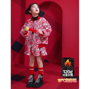 女童新年服2025冬季新款过年拜年服新年战袍儿童本命年红色套装裙