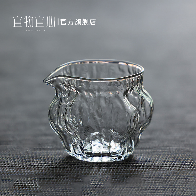 中式复古玻璃核桃纹公道杯优质耐热小茶海分茶器匀杯家用功夫茶具