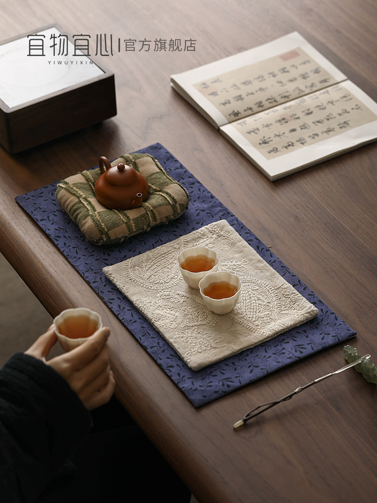 新中式原创茶席双面加厚干泡台壶承茶垫茶具茶壶茶杯垫子茶道配件