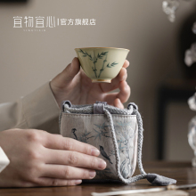 手绘功夫陶瓷迷你小茶杯小杯单只盖碗品茗杯主人杯茶道杯瓷器家用