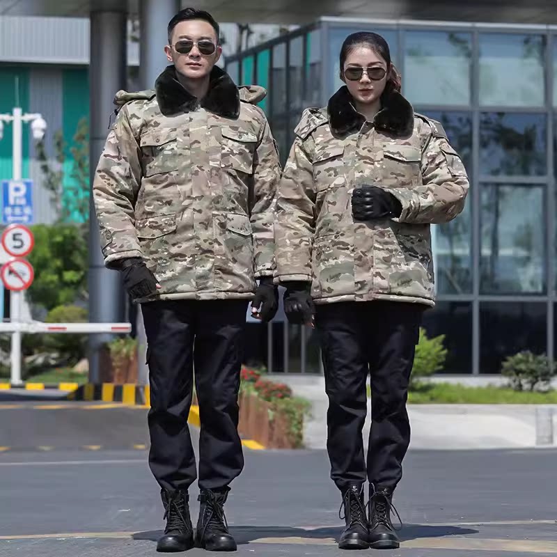 迷彩棉服男士冬季外套保安防寒军棉大衣加厚工装作服装劳保棉袄女